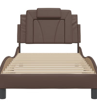 Bettgestell mit Kopfteil Braun 90x200 cm Kunstleder