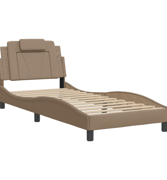 Bettgestell mit Kopfteil Cappuccino-Braun 90x200 cm Kunstleder