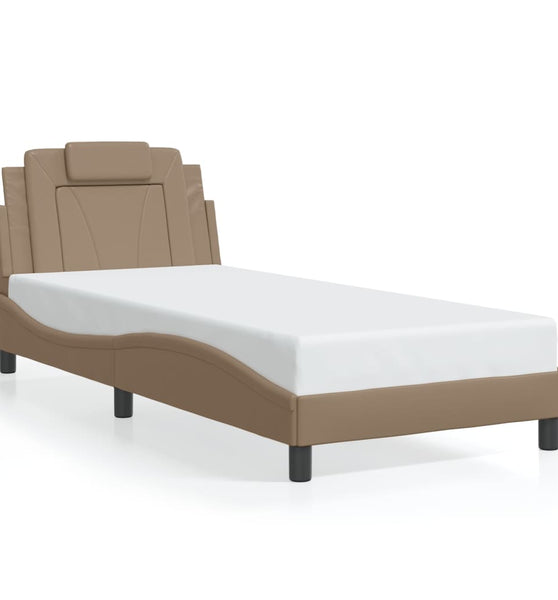 Bettgestell mit Kopfteil Cappuccino-Braun 90x200 cm Kunstleder