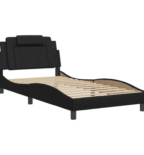 Bettgestell mit Kopfteil Schwarz 100x200 cm Kunstleder