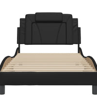Bettgestell mit Kopfteil Schwarz 100x200 cm Kunstleder