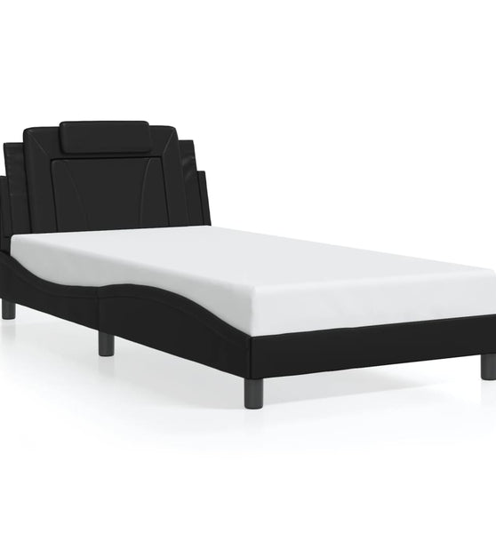 Bettgestell mit Kopfteil Schwarz 100x200 cm Kunstleder