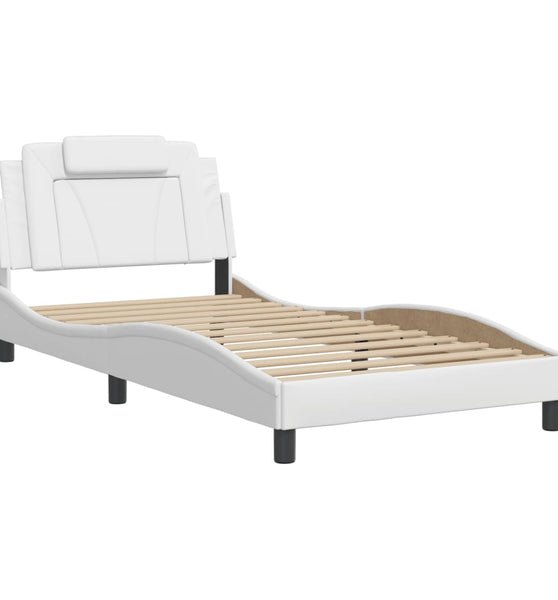 Bettgestell mit Kopfteil Weiß 100x200 cm Kunstleder