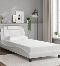 Bettgestell mit Kopfteil Weiß 100x200 cm Kunstleder