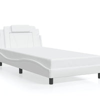 Bettgestell mit Kopfteil Weiß 100x200 cm Kunstleder