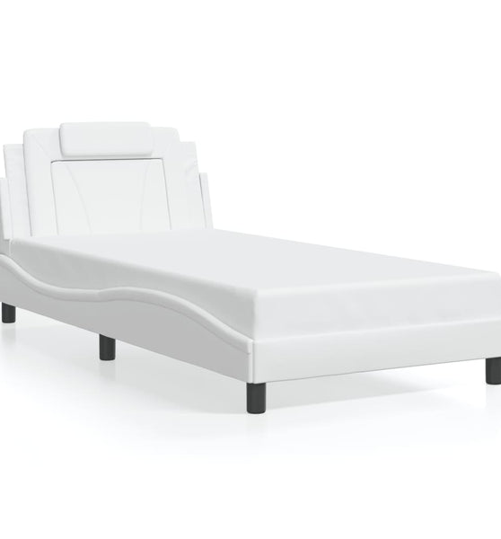 Bettgestell mit Kopfteil Weiß 100x200 cm Kunstleder