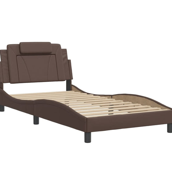 Bettgestell mit Kopfteil Braun 100x200 cm Kunstleder