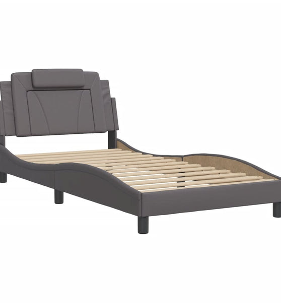 Bettgestell mit Kopfteil Grau 100x200 cm Kunstleder