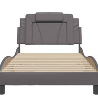 Bettgestell mit Kopfteil Grau 100x200 cm Kunstleder