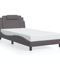 Bettgestell mit Kopfteil Grau 100x200 cm Kunstleder