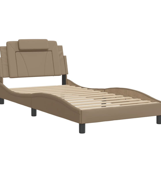 Bettgestell mit Kopfteil Cappuccino-Braun 100x200 cm Kunstleder