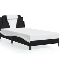 Bettgestell mit Kopfteil Schwarz und Weiß 100x200 cm Kunstleder