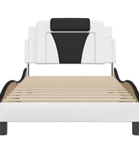 Bettgestell mit Kopfteil Weiß und Schwarz 100x200 cm Kunstleder