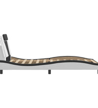 Bettgestell mit Kopfteil Weiß und Schwarz 100x200 cm Kunstleder