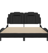 Bettgestell mit Kopfteil Schwarz 120x200 cm Kunstleder
