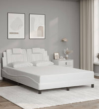 Bettgestell mit Kopfteil Weiß 120x200 cm Kunstleder