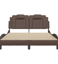 Bettgestell mit Kopfteil Braun 120x200 cm Kunstleder