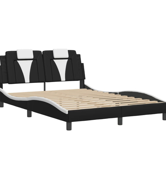 Bettgestell mit Kopfteil Schwarz und Weiß 120x200 cm Kunstleder
