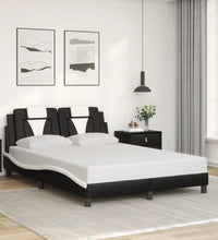 Bettgestell mit Kopfteil Schwarz und Weiß 120x200 cm Kunstleder