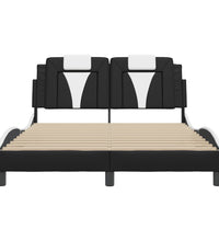 Bettgestell mit Kopfteil Schwarz und Weiß 120x200 cm Kunstleder