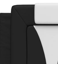 Bettgestell mit Kopfteil Schwarz und Weiß 120x200 cm Kunstleder