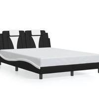 Bettgestell mit Kopfteil Schwarz und Weiß 120x200 cm Kunstleder