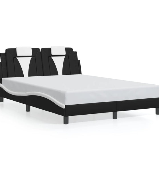 Bettgestell mit Kopfteil Schwarz und Weiß 120x200 cm Kunstleder