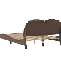 Bettgestell mit Kopfteil Braun 140x190 cm Kunstleder