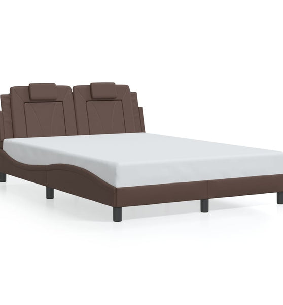 Bettgestell mit Kopfteil Braun 140x190 cm Kunstleder
