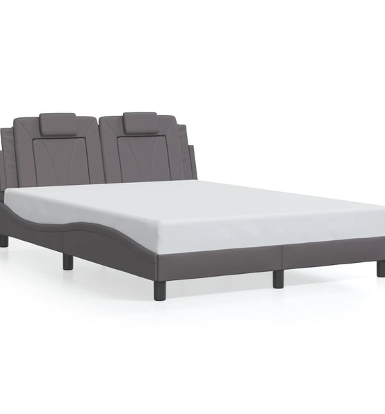 Bettgestell mit Kopfteil Grau 140x190 cm Kunstleder