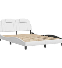 Bettgestell mit Kopfteil Weiß 140x200 cm Kunstleder