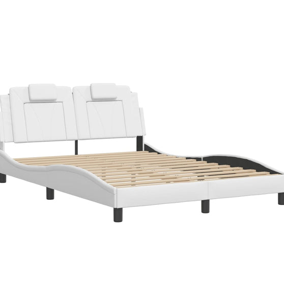 Bettgestell mit Kopfteil Weiß 140x200 cm Kunstleder