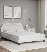 Bettgestell mit Kopfteil Weiß 140x200 cm Kunstleder