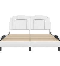 Bettgestell mit Kopfteil Weiß 140x200 cm Kunstleder