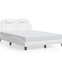 Bettgestell mit Kopfteil Weiß 140x200 cm Kunstleder