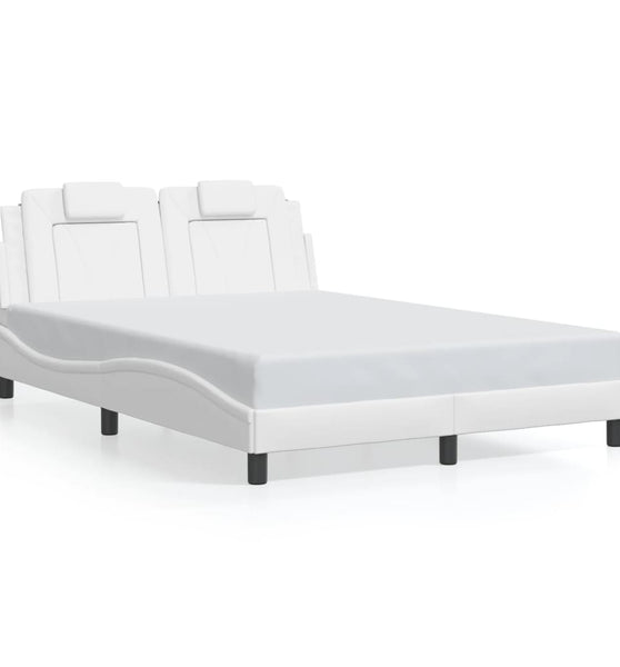 Bettgestell mit Kopfteil Weiß 140x200 cm Kunstleder