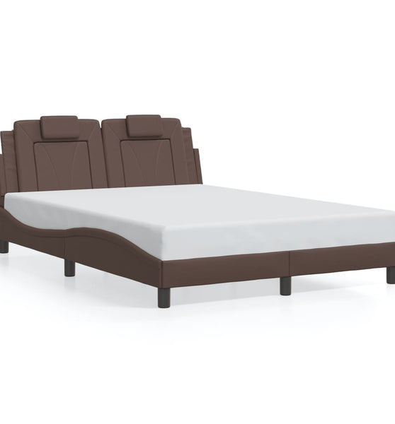 Bettgestell mit Kopfteil Braun 140x200 cm Kunstleder