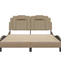 Bettgestell mit Kopfteil Cappuccino-Braun 140x200 cm Kunstleder