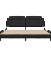 Bettgestell mit Kopfteil Schwarz 180x200 cm Kunstleder