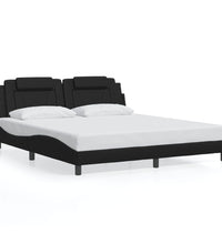 Bettgestell mit Kopfteil Schwarz 180x200 cm Kunstleder