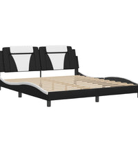 Bettgestell mit Kopfteil Schwarz und Weiß 180x200 cm Kunstleder