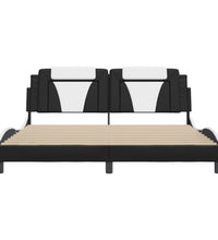 Bettgestell mit Kopfteil Schwarz und Weiß 180x200 cm Kunstleder