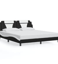 Bettgestell mit Kopfteil Schwarz und Weiß 180x200 cm Kunstleder