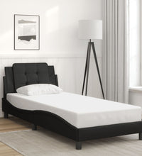 Bettgestell mit Kopfteil Schwarz 80x200 cm Kunstleder