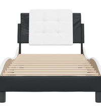 Bettgestell mit Kopfteil Schwarz und Weiß 80x200 cm Kunstleder