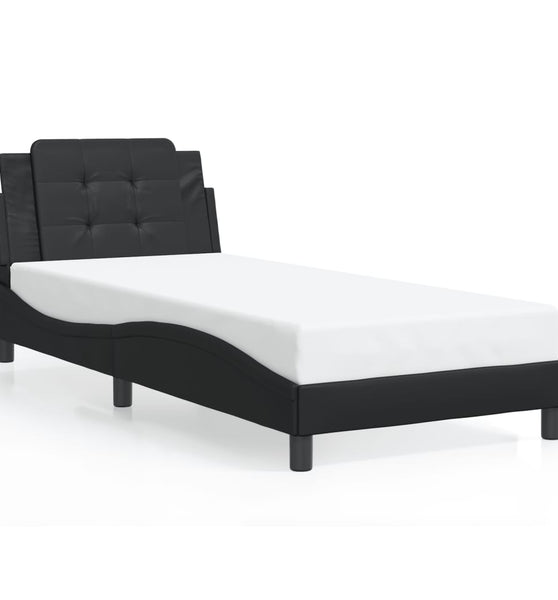 Bettgestell mit Kopfteil Schwarz 90x190 cm Kunstleder