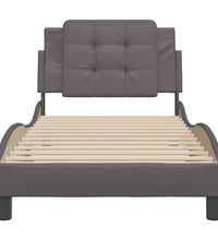 Bettgestell mit Kopfteil Grau 90x190 cm Kunstleder