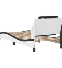 Bettgestell mit Kopfteil Weiß und Schwarz 90x190 cm Kunstleder