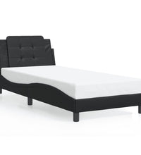 Bettgestell mit Kopfteil Schwarz 90x200 cm Kunstleder