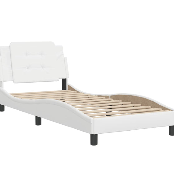 Bettgestell mit Kopfteil Weiß 90x200 cm Kunstleder